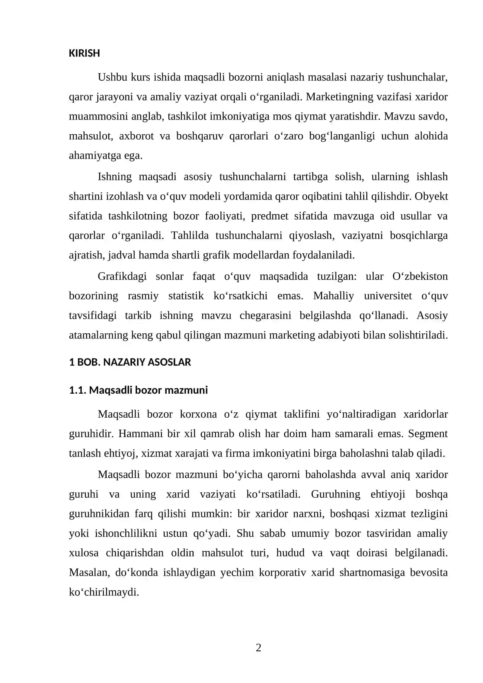 Marketing Fan Kurs ishi 2