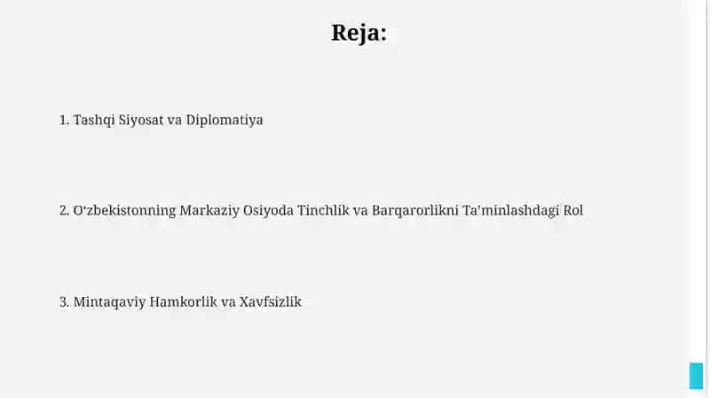 Oʻzbekistonning Markaziy Osiyoda Tinchlik va Barqarorlikni Taʼminlashdagi Rol 2