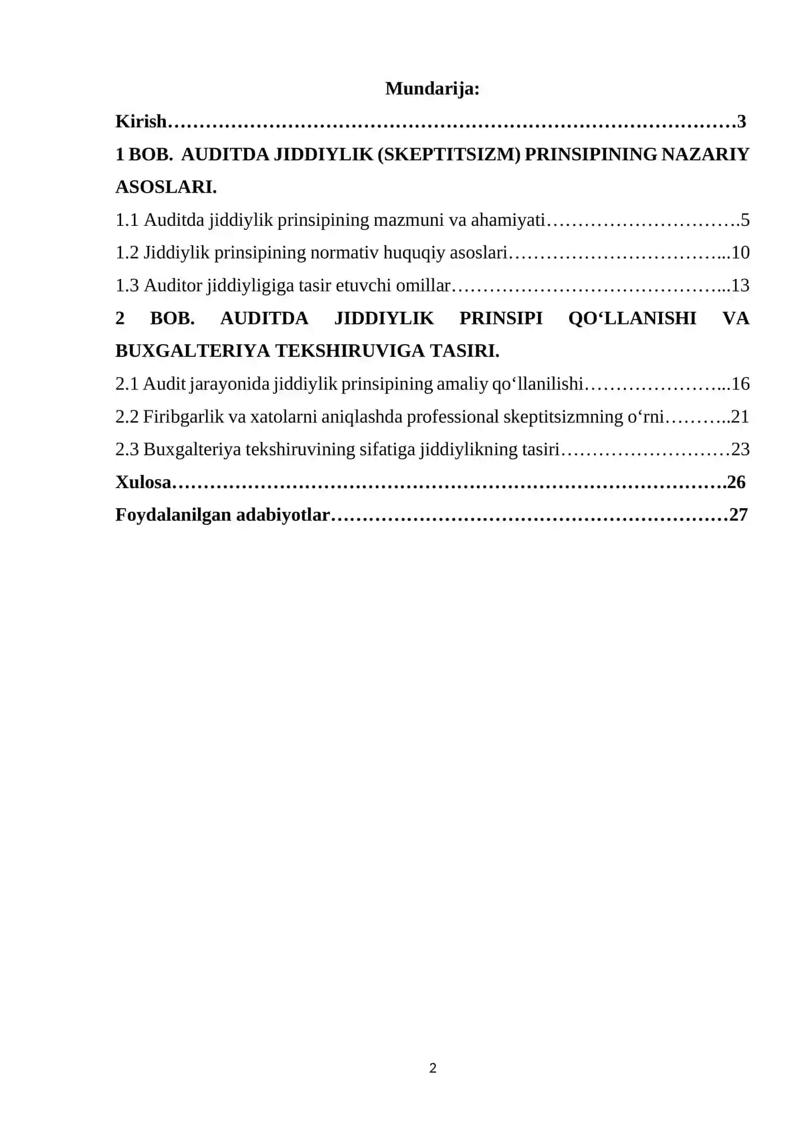 Auditda jiddiylik (skeptitsizm) prinsipining qo‘llanishi va buxgalterik tekshiruvdagi ahamiyati 2