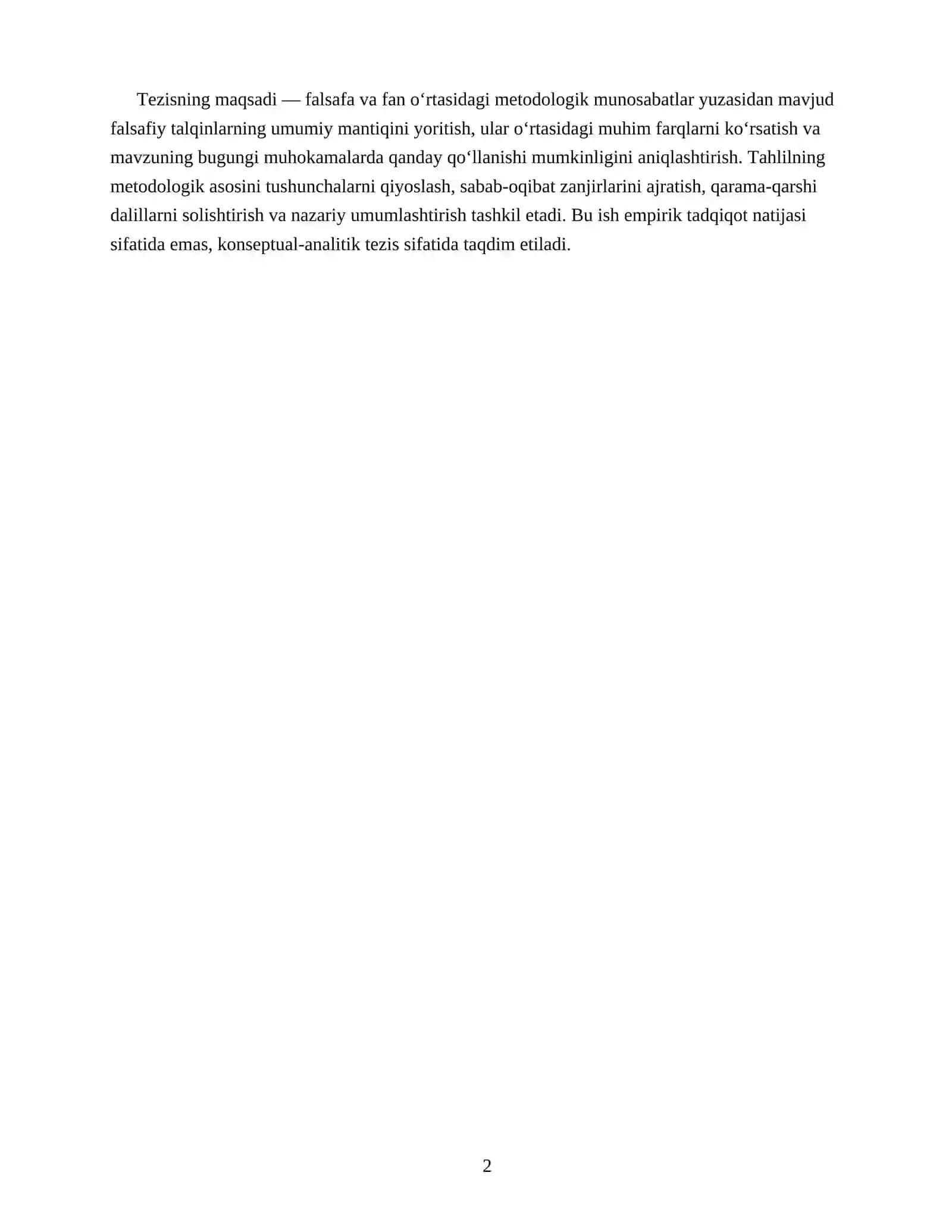 FALSAFA VA FAN O‘RTASIDAGI METODOLOGIK MUNOSABATLAR 2