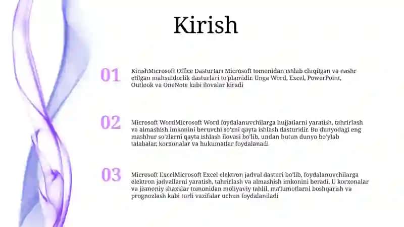 Microsoft Office Dasturlari 2