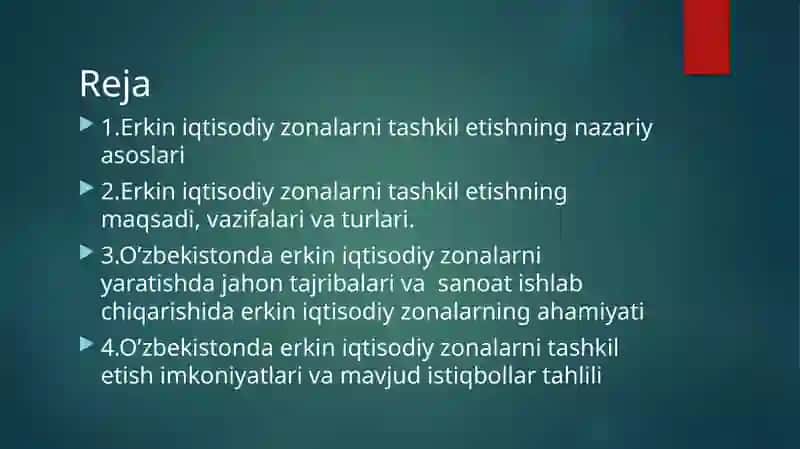 Mintaqa dar ekini iqtisodiy zonalarni sanoat ishlab chiqarishning asosiy sifatida 2