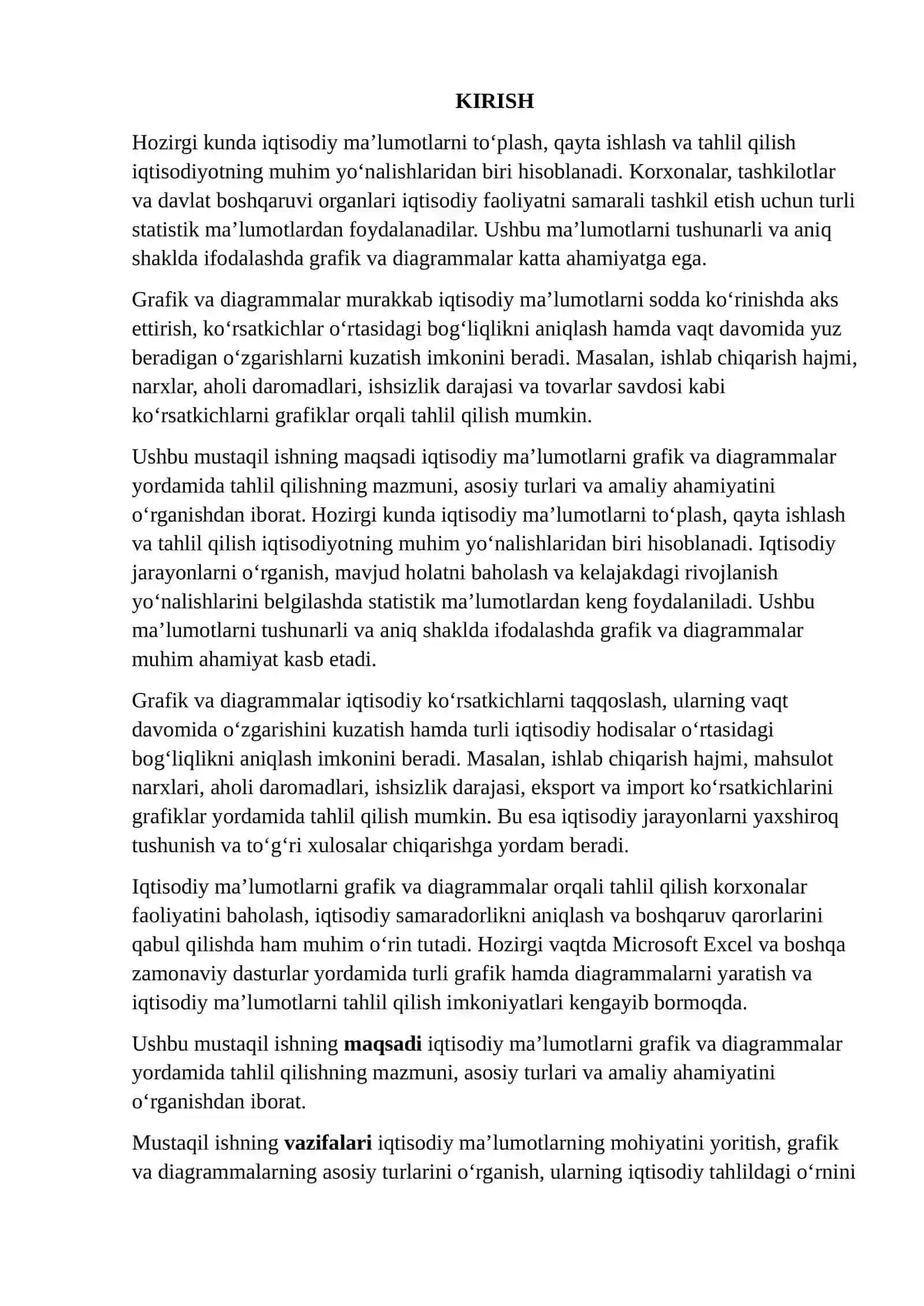 IQTISODIY MA’LUMOTLARNI GRAFIK VA DIAGRAMMALAR YORDAMIDA TAHLIL QILISH 2