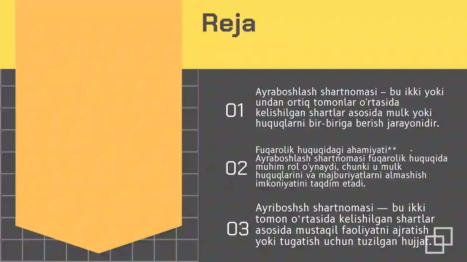 Ayraboshlash shartnomasi 2