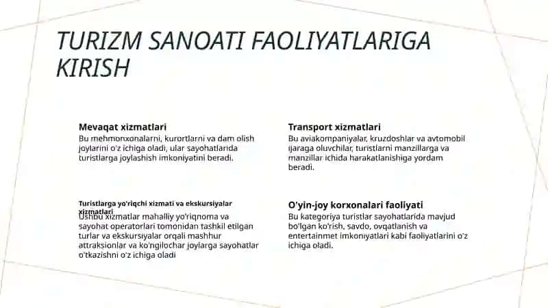 Turistik korxonalar faoliyati 2
