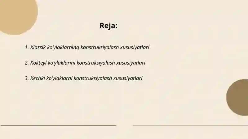 Turli bichimdagi ayollar ko’ylagini konstruksiyalash xususiyatlari 2