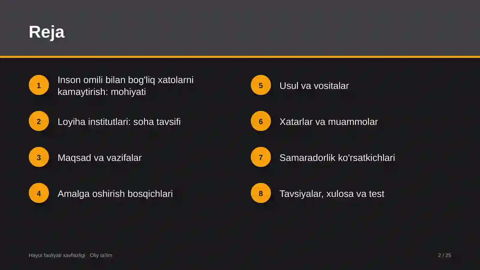 Loyiha institutlarida inson omili bilan bog'liq xatolarni kamaytirish 2