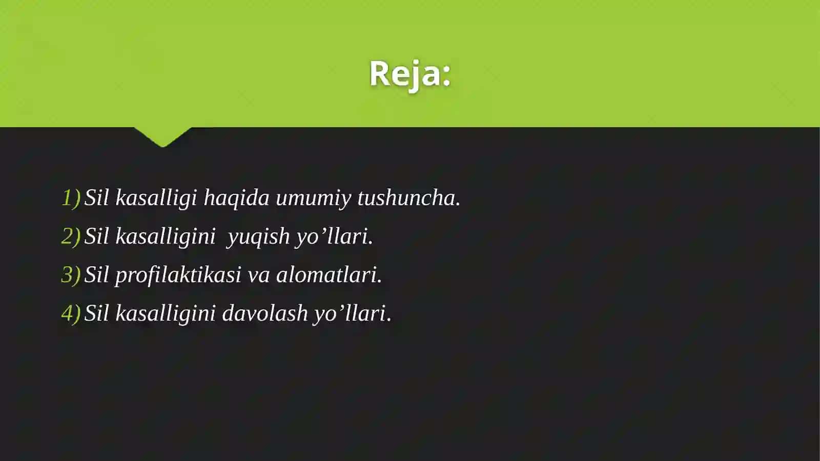 Sil kasalligi va uni oldini olish 2