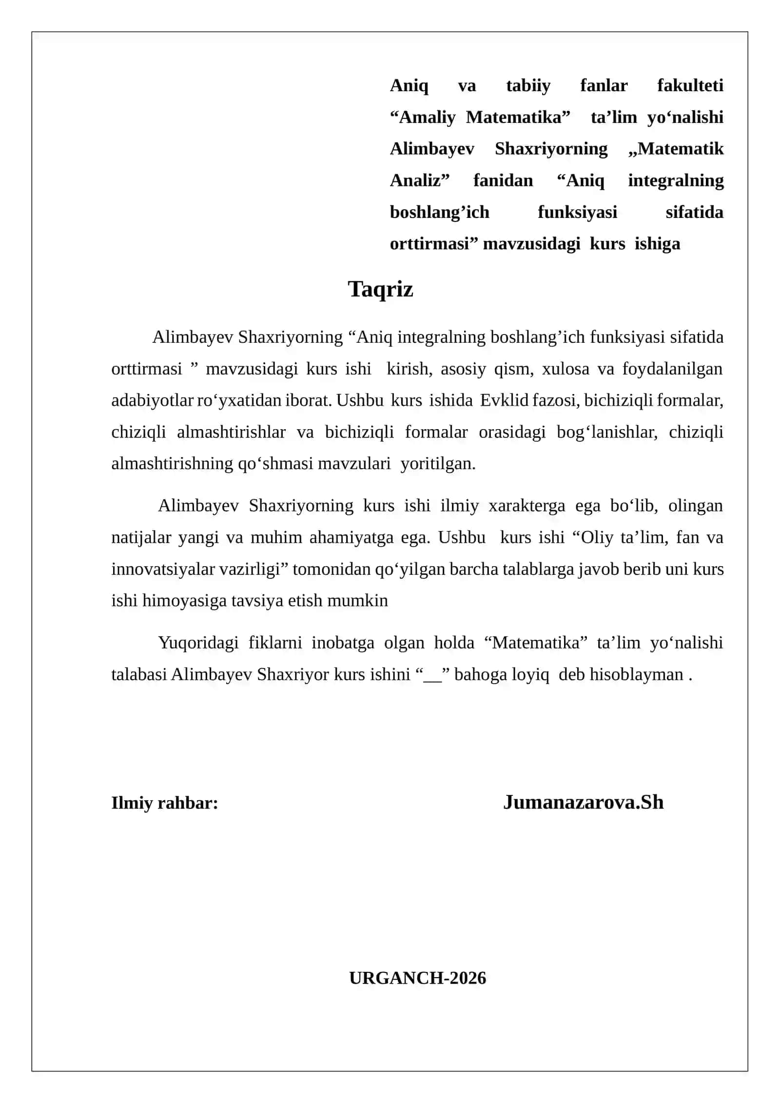 Aniq Integralning Boshlang'ich Funksiyasi Sifatida Ortirmasi 2