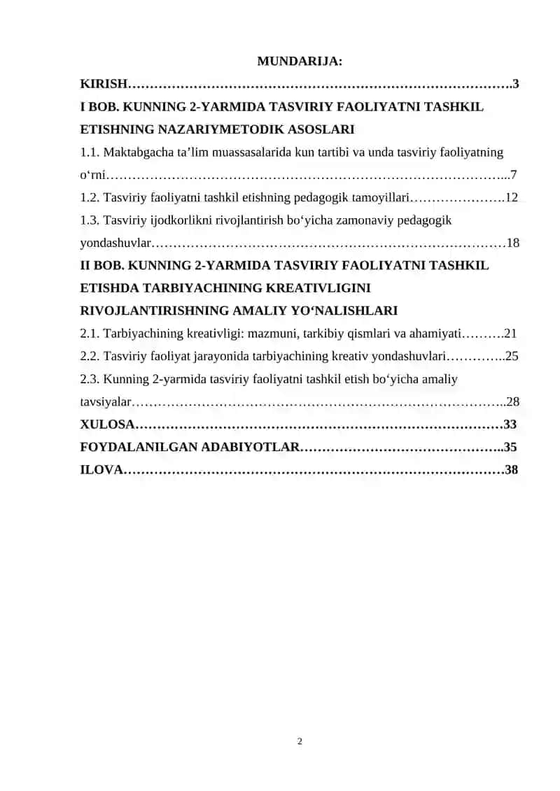 Kunning 2-yarmidagi vaqtlarni tasviriy faoliyatni tashkil etishda tarbiyachining kreativligi 2