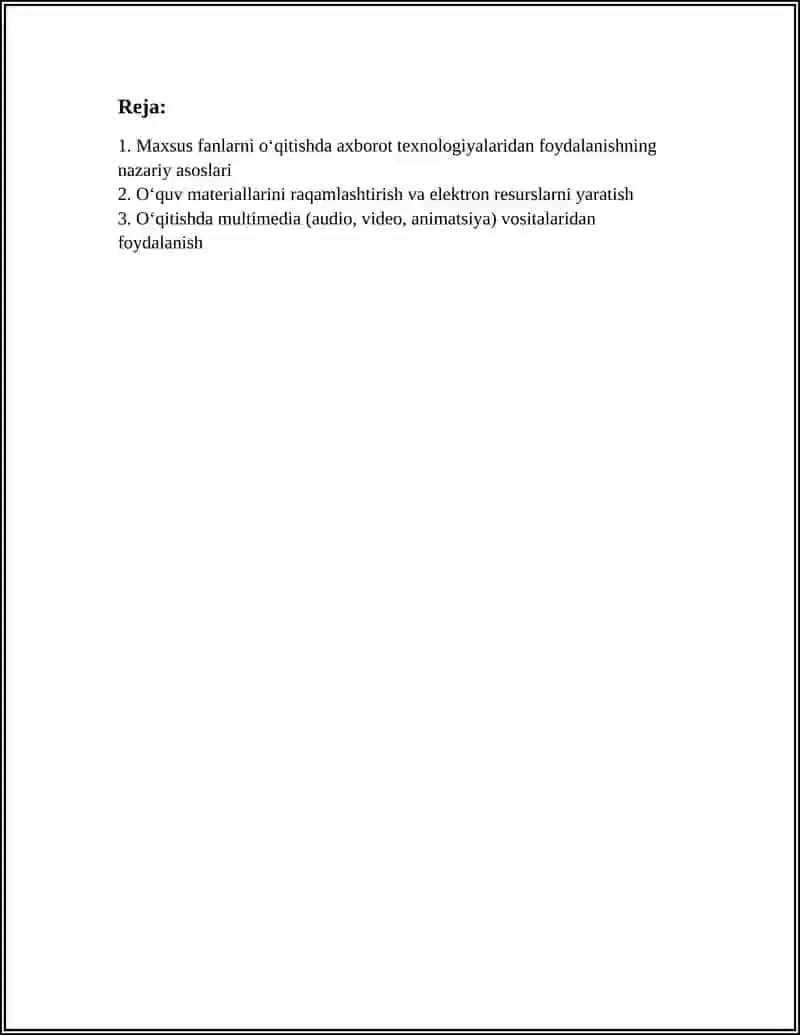 MAXSUS FANLARNI OʻQITISHDA AXBOROT TEXNALOGIYALARNI Foydalanishning Nazariy Asoslari 2