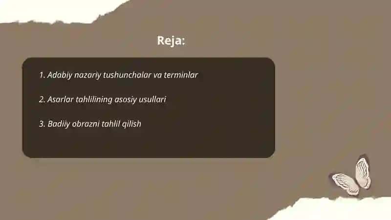 Adabiy-nazariy tushunchalarni oʻrganish.Asarlar yuzasidan savol-javob topshiriqlar ustida ishlash yoʻllari 2