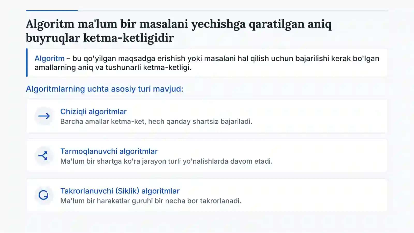 Chiziqli algoritmlar 2