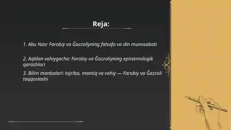 Abu Nasr Farobiy va Ĝazzoliyning falsafa ilmiga oid qarashlari 2