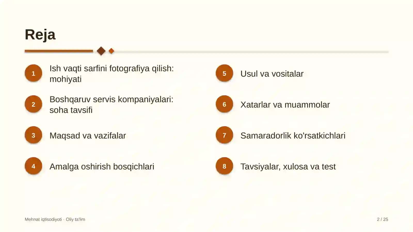 Mehnat iqtisodiyoti · Oliy ta'lim 2