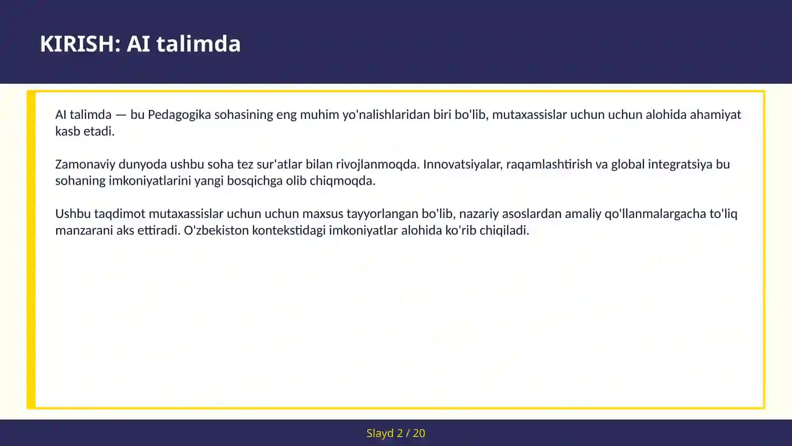 AI talimda 2