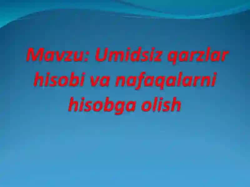 Moliyaviy hisob asoslari fanidan tayyorlaganmustaqil ish 2