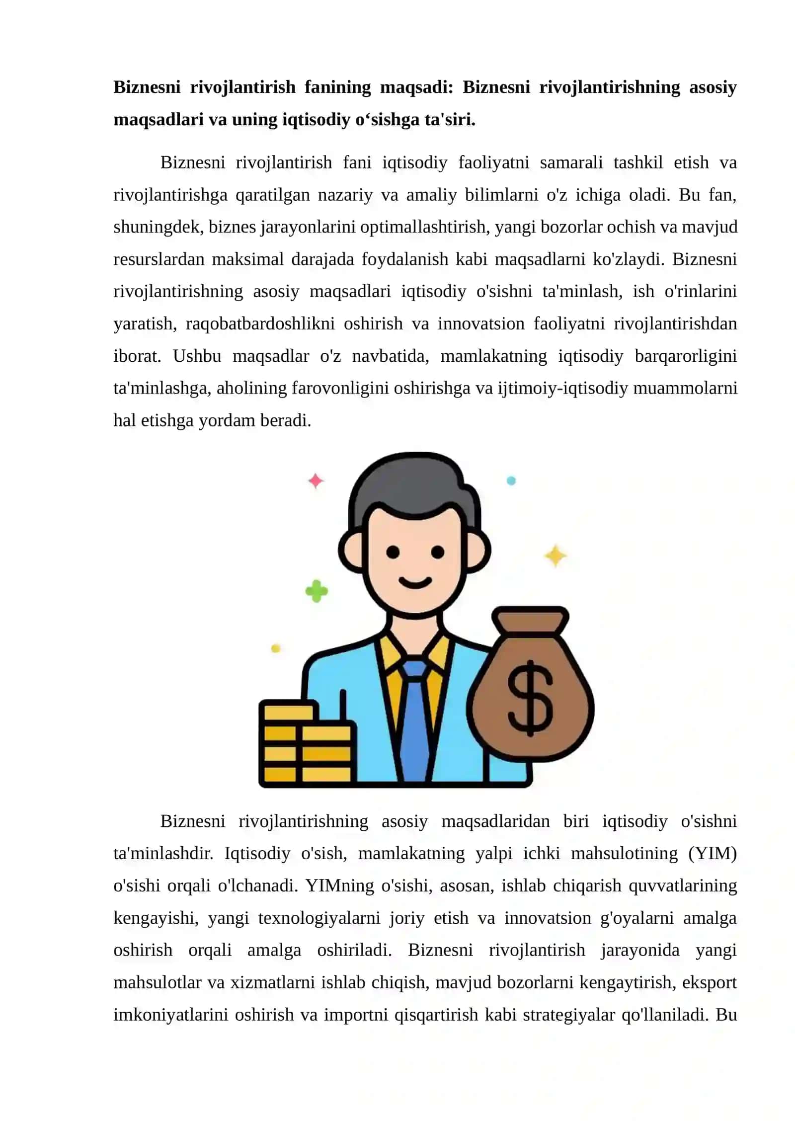 Biznesni rivojlantirish fanining pridmenti maqsadi va vazifalari 2