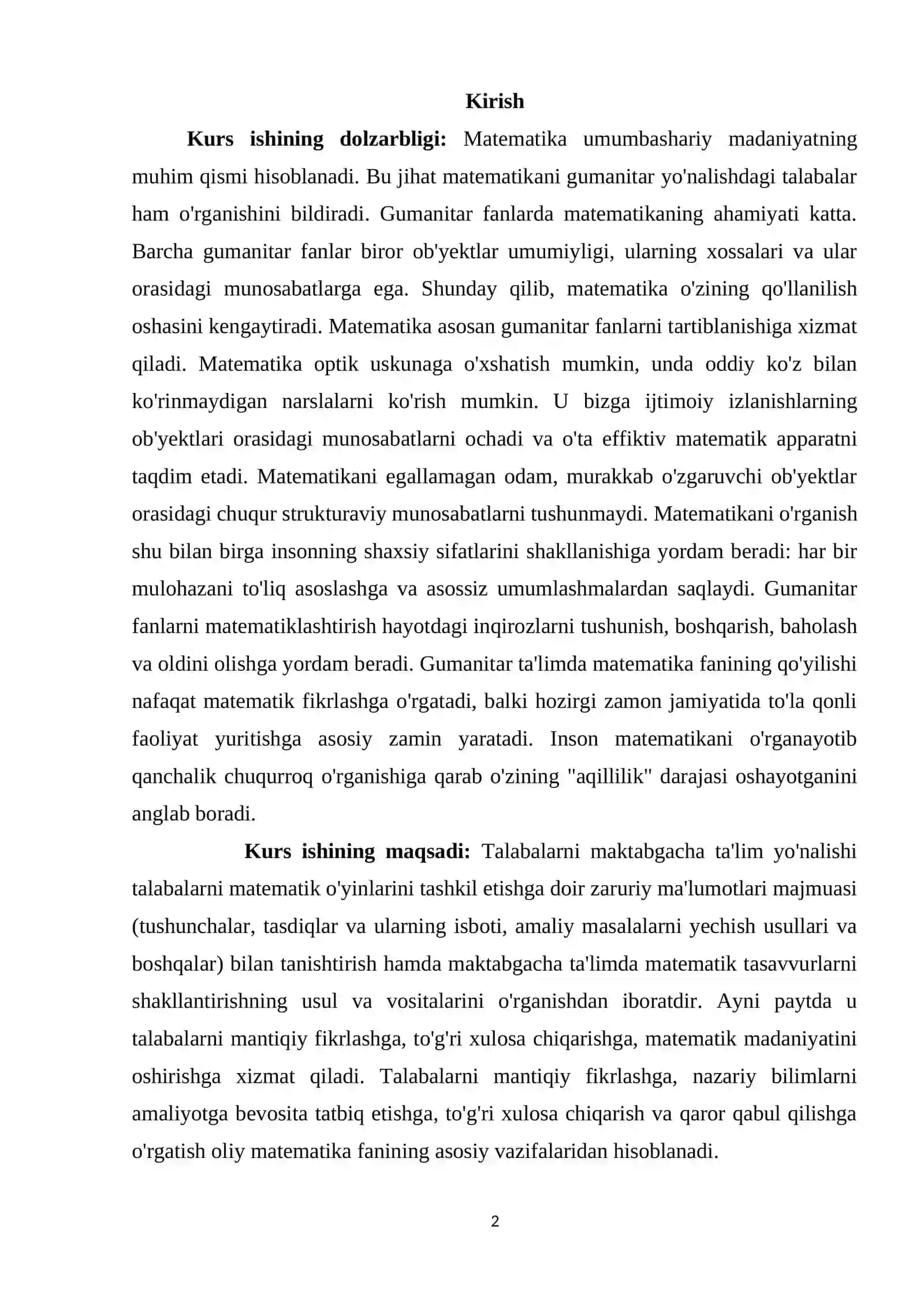 MATEMATIK MODELLASHTIRISH METODIKASI:KO'NIKMALARNI RIVOJLANTIRISH 2