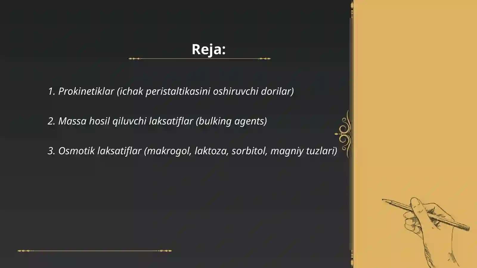 Ichak faoliyatiga ta'sir qiliuvchi dori vositalari 2