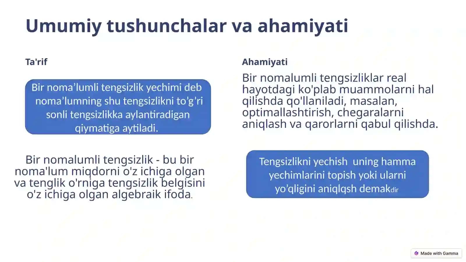 Bir Nomalumli Tengsizliklar 2