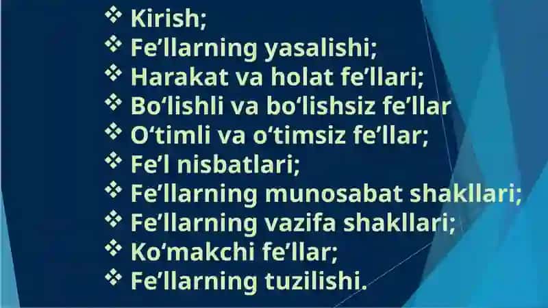 Fe’llarning munosabat shakllari 2