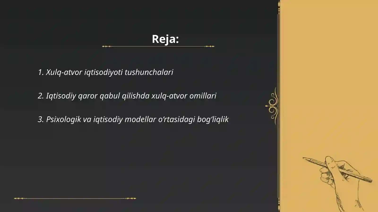 Xulq-atvor iqtisodiyoti normativlari 2