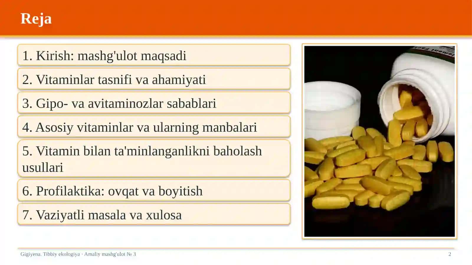 Organizmning vitaminlar bilan ta'minlanganligini o'rganish va baholash 2