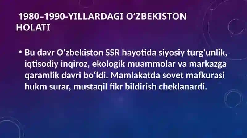O‘zbekistonda 1980–1990-yillardagi ijtimoiy-siyosiy vaziyat: paxta yakka hokimligi va qatag‘onliklar 2