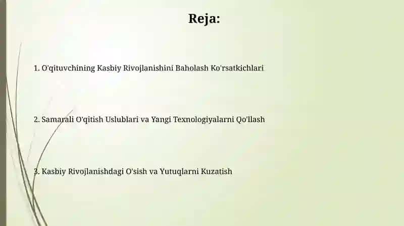 O'qituvchining Kasbiy Rivojlanishini Baholash Ko'rsatkichlari 2