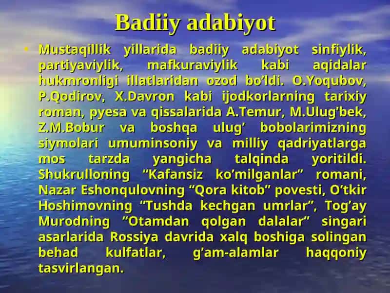 MUSTAQILLIK YILLARIDA O’ZBEKISTONDAGI MA’NAVIY VA MADANIY TARAQQIYOT 2