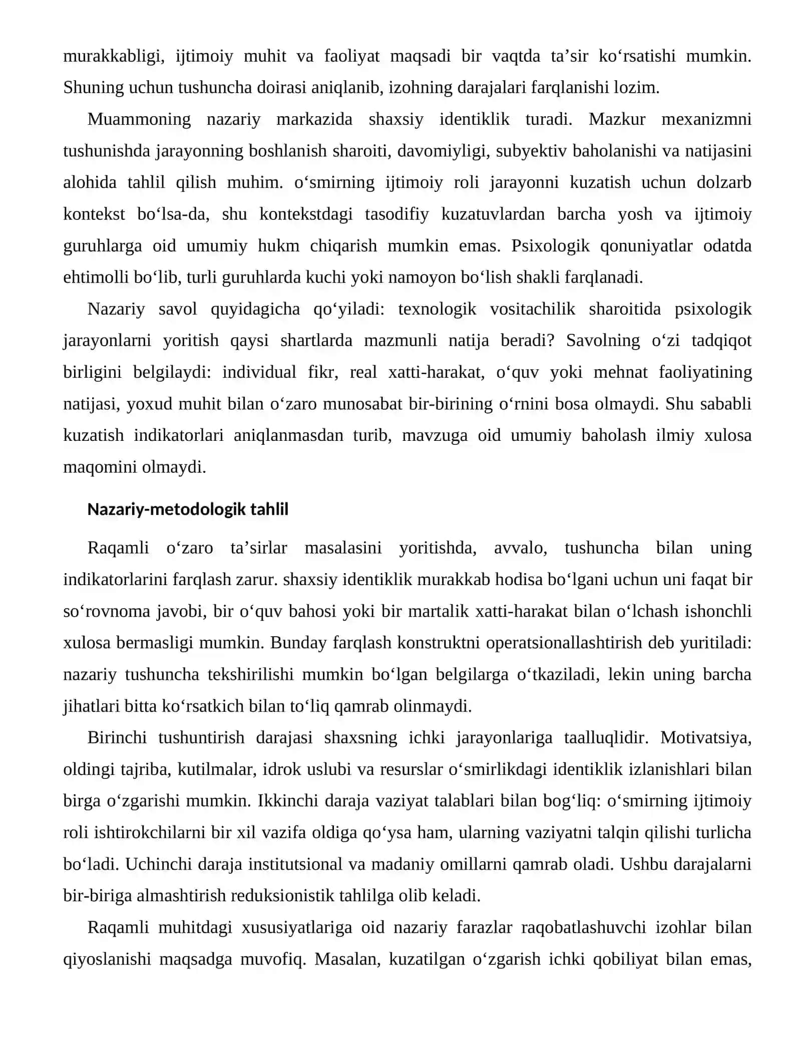 O‘SMIRLIKDAGI IDENTIKLIK IZLANISHLARI — RAQAMLI MUHITDAGI XUSUSIYATLARI 2