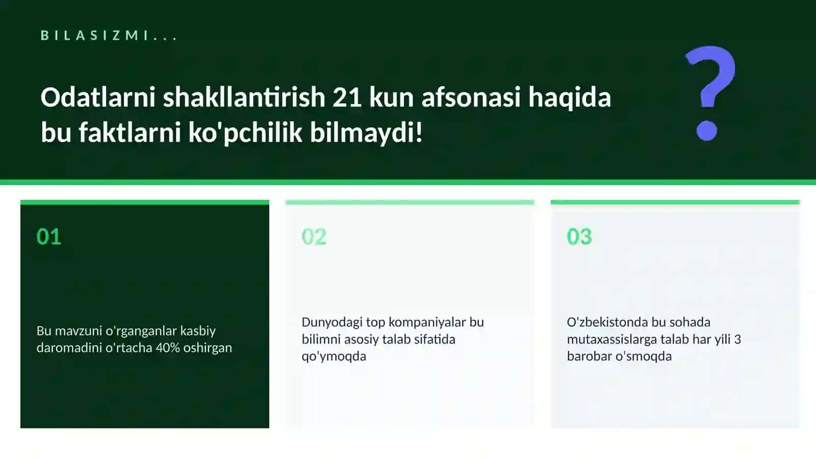 Odatlarni shakllantirish 21 kun afsonasi 2