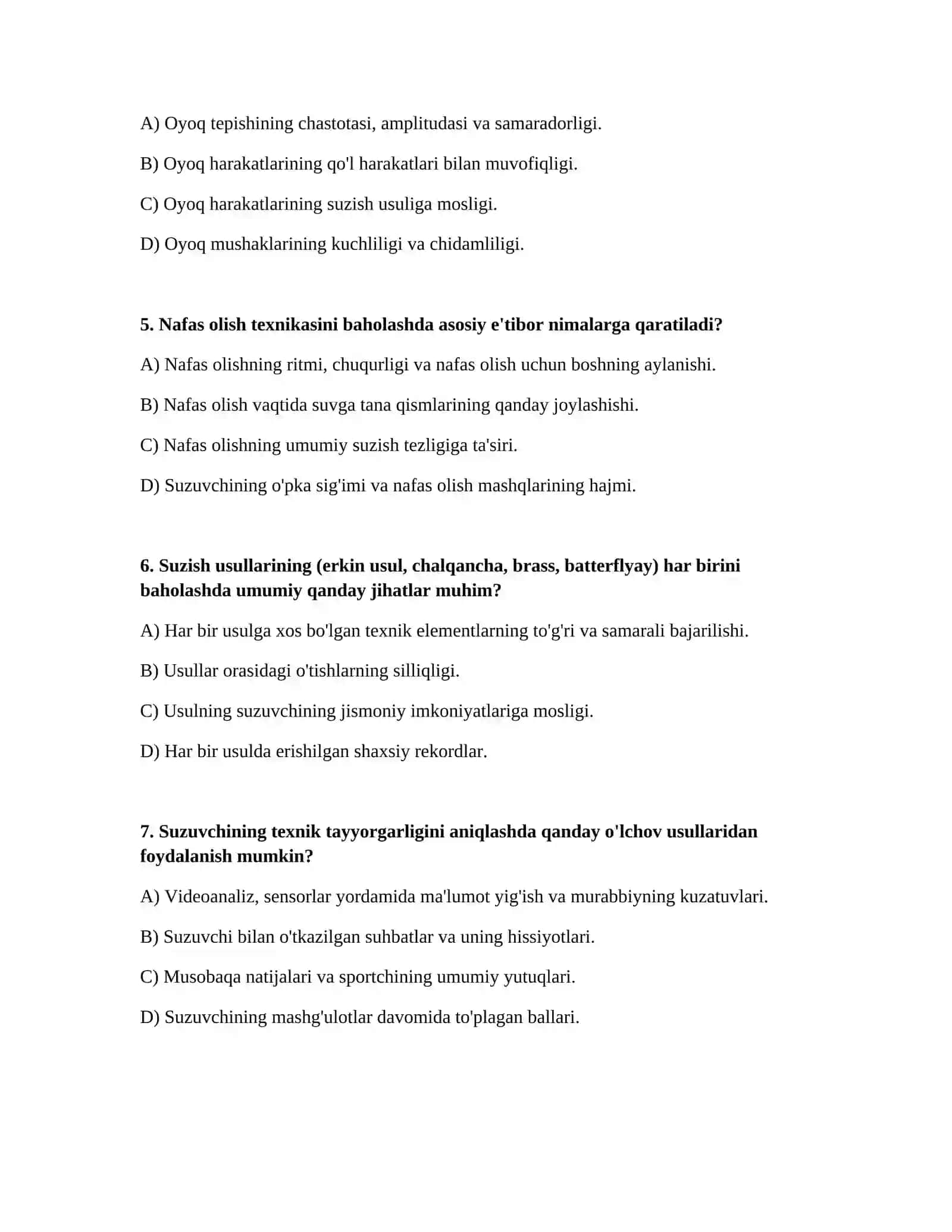 Suzuvchilarni texnik tayyorgarligini aniqlash 2