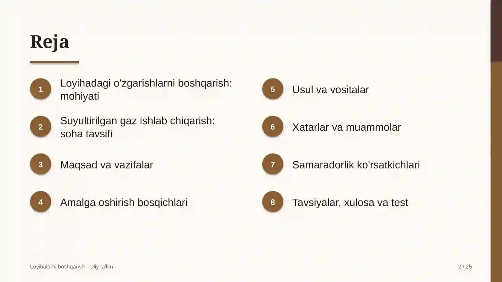 suyultirilgan gaz ishlab chiqarishda loyihadagi o'zgarishlarni boshqarish 2957 2