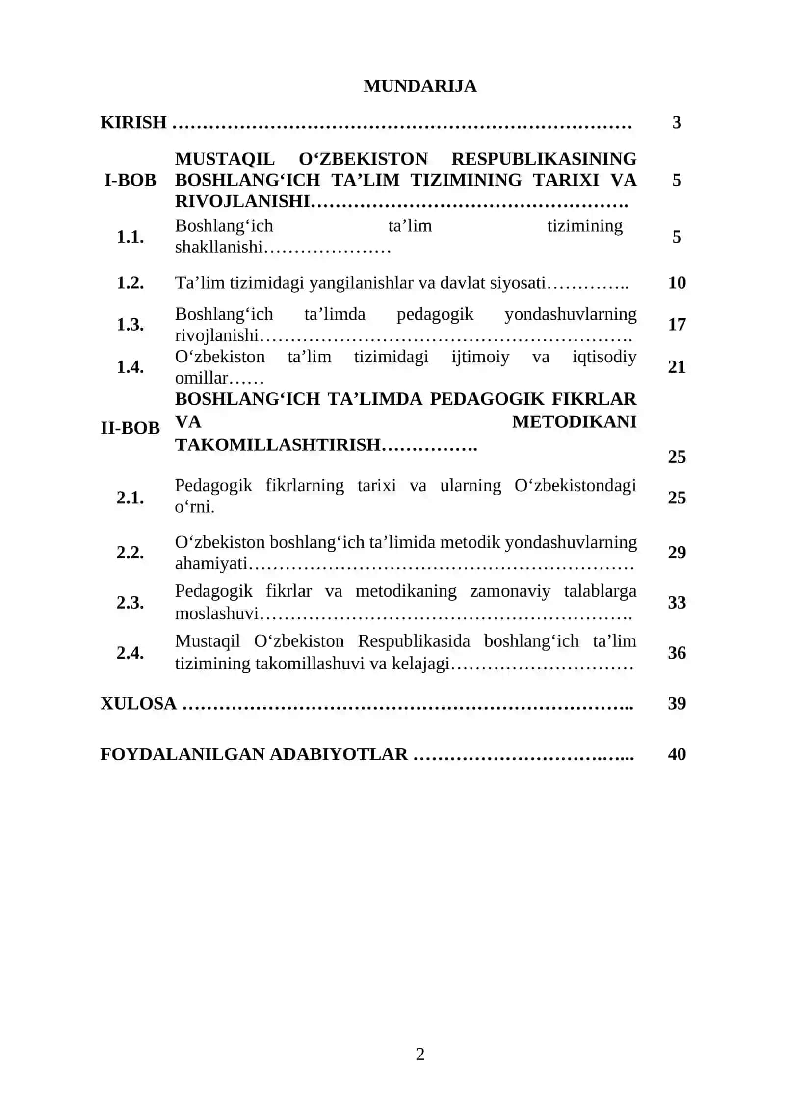 MUSTAQIL O‘ZBEKISTON RESPUBLIKASINING BOSHLANG‘ICH TA’LIM TIZIMINING TARIXI VA RIVOJLANISHI 2