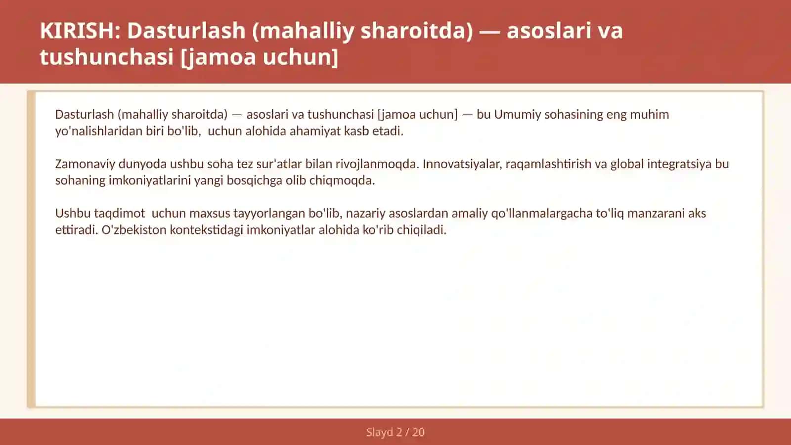 Dasturlash (mahalliy sharoitda) — asoslari va tushunchasi [jamoa uchun] 2