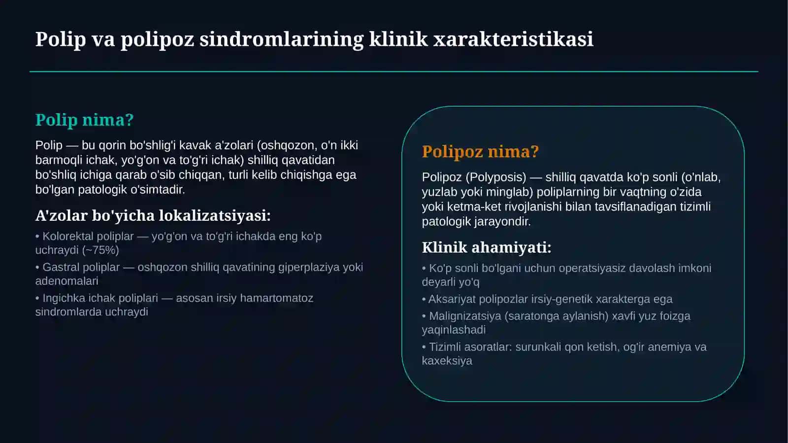 POLIPOZLAR — SABABLARI, TURLARI, TASHXISI VA DAVOLASH USULLARI | 15 SLAYDLI TIBBIY TAQDIMOT 2