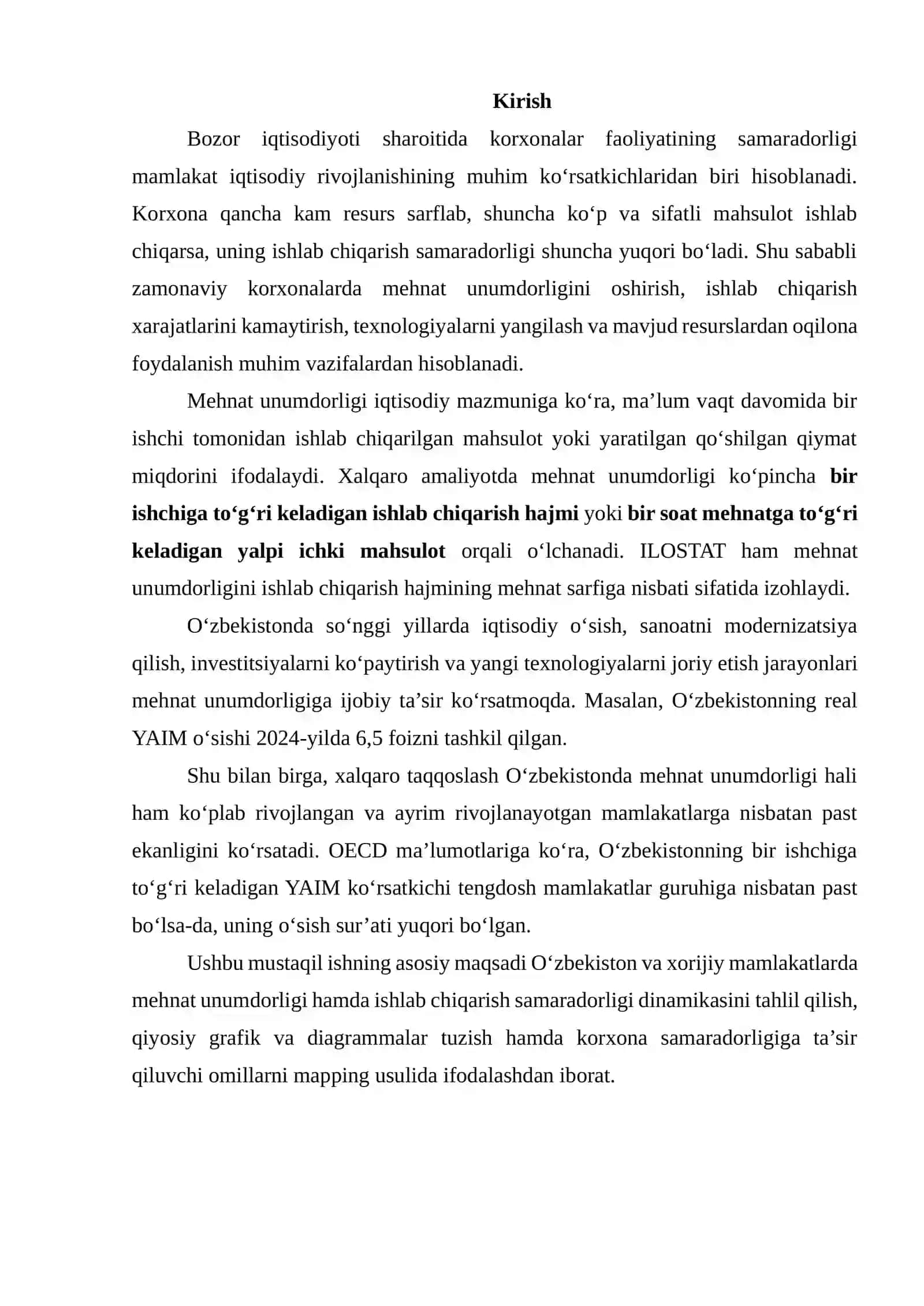 Mehnat unumdorligi va ishlab chiqarish samaradorligining iqtisodiy mohiyati 2