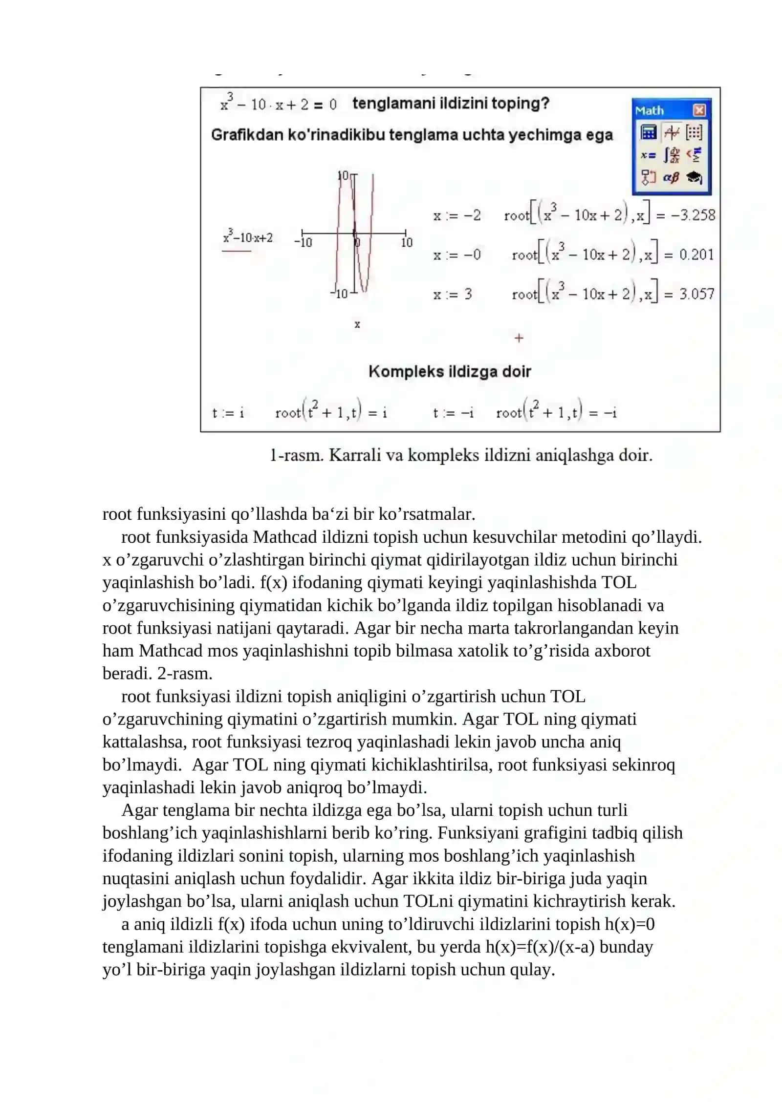 Mathcad, Tenglamalar va Tenglamalar Sistemasi 2