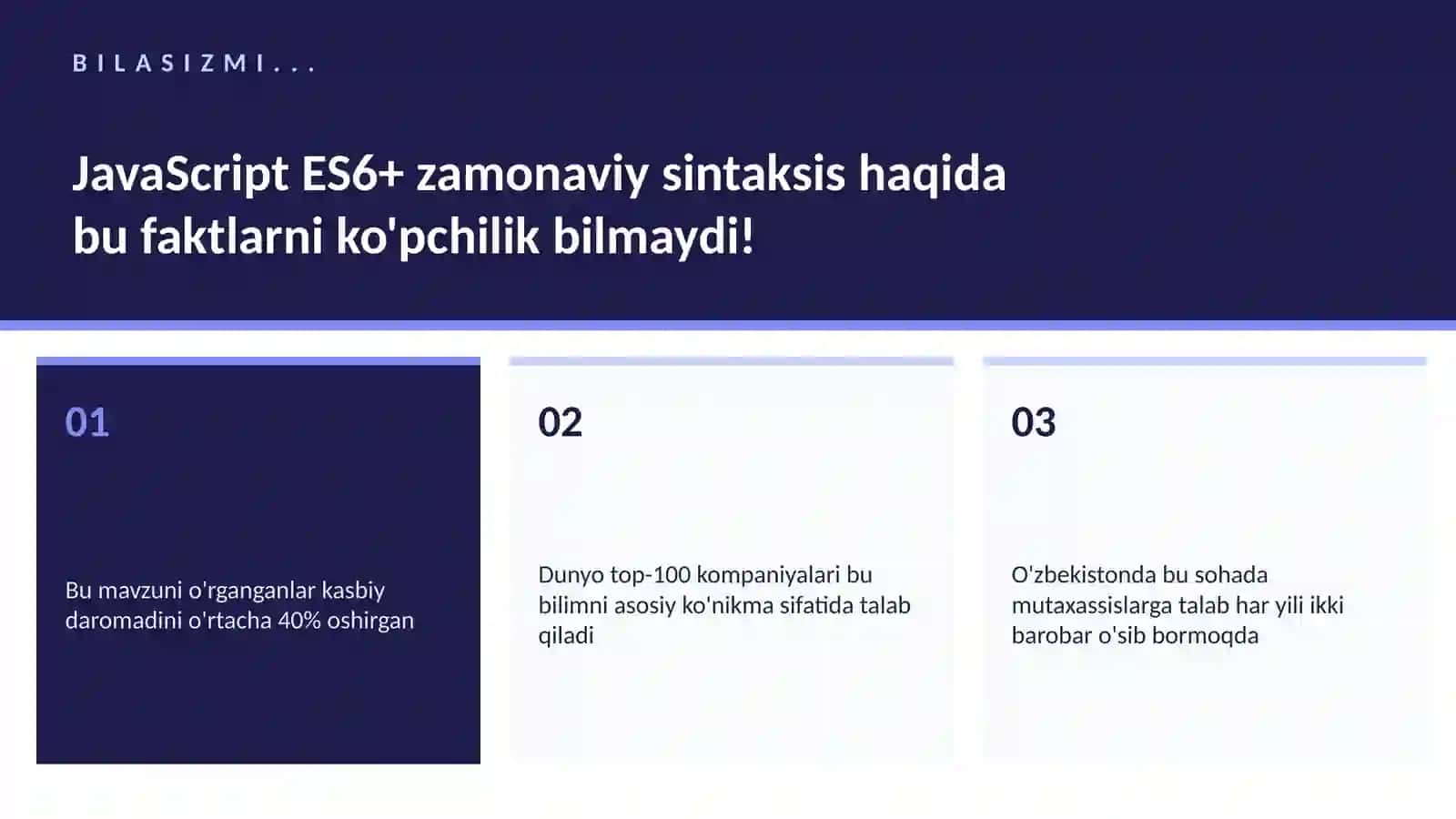 JavaScript ES6+ zamonaviy sintaksis 2