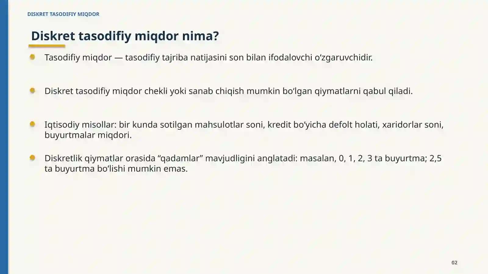 Diskret tasodifiy miqdor 2