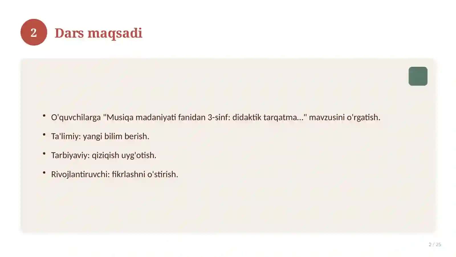 Musiqa madaniyati fanidan 3-sinf: didaktik tarqatma materiallar 2