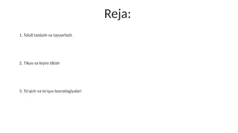 Tunika ishlabchiqarish texnologiyasi 2