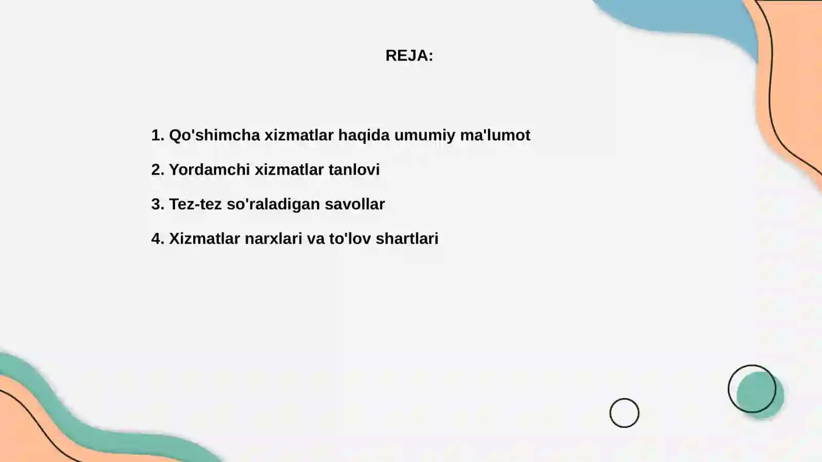 Qo'shimcha xizmatlar 2