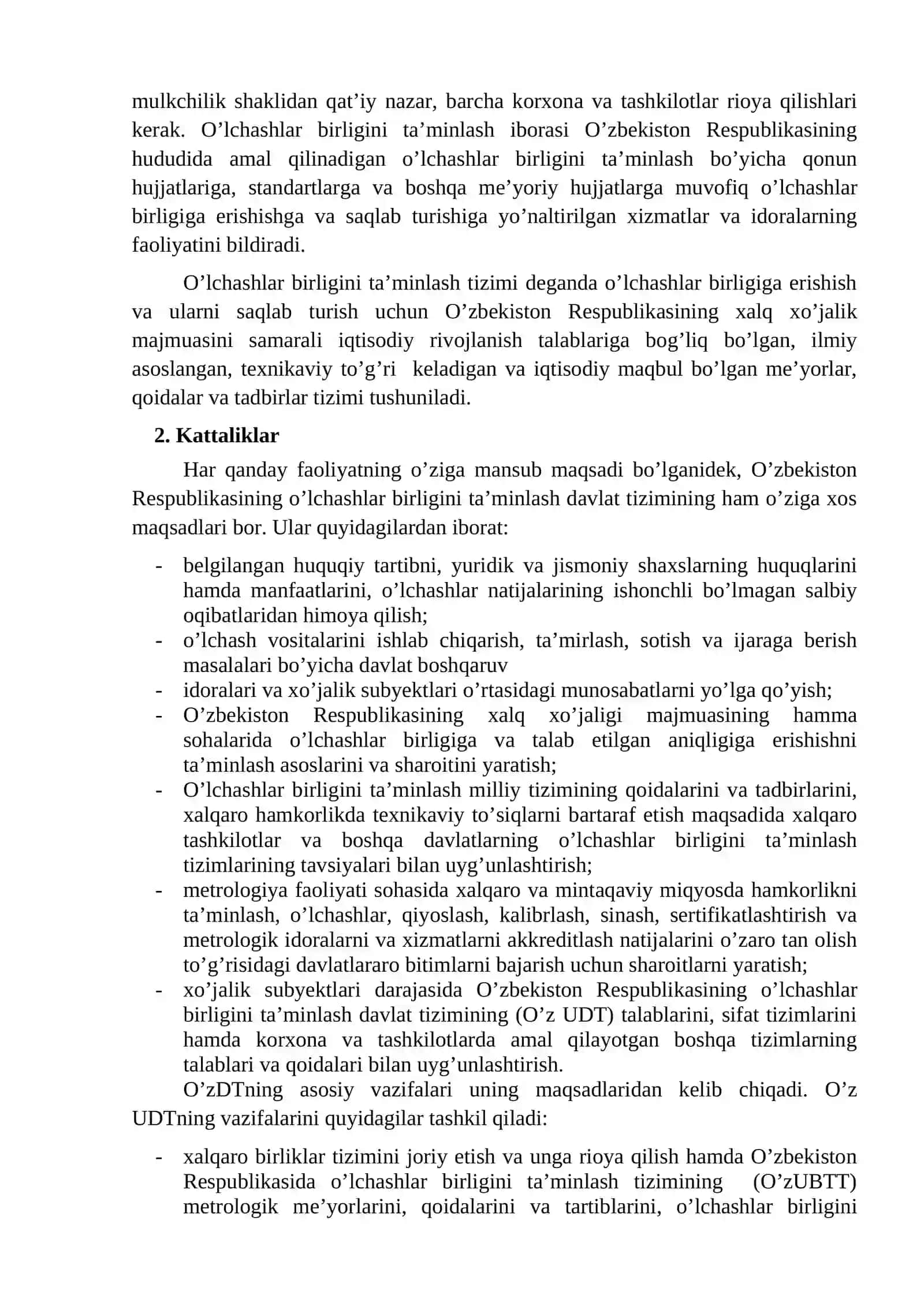 O’lchamlar birligini ta’minlash Davlat tizimi 2