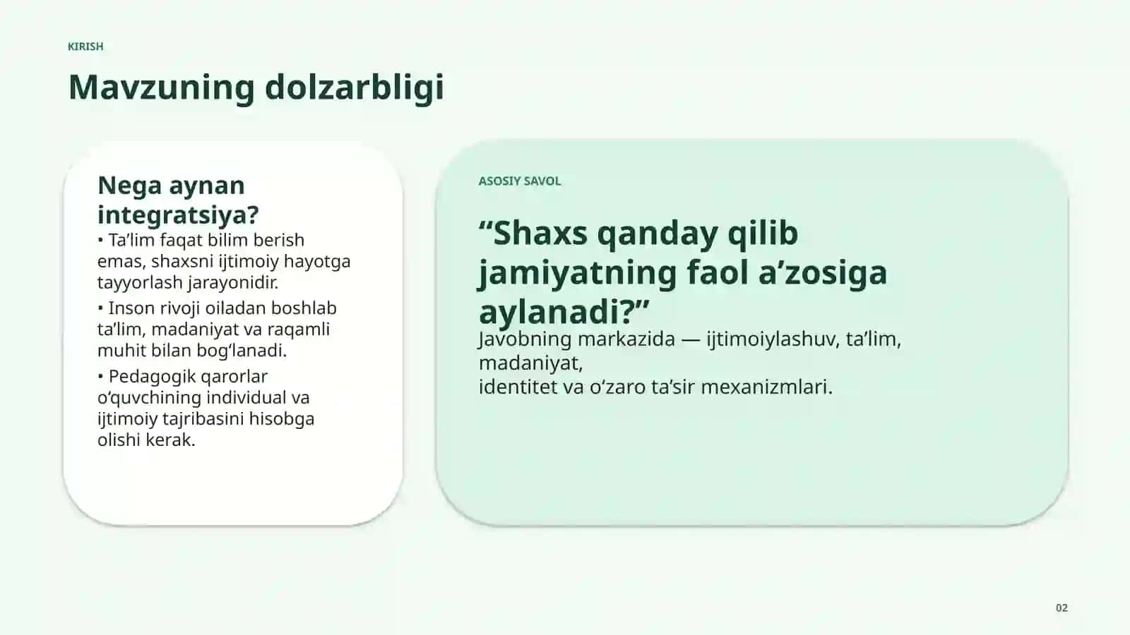 Pedagogik antropologiya - shaxs va jamiyat integratsiyasi omili sifatida 2