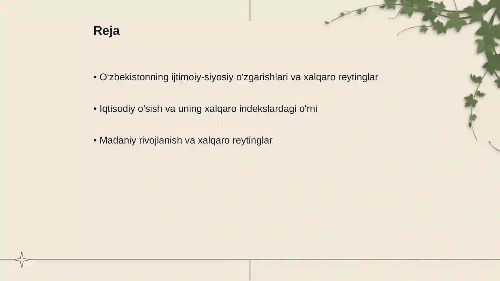 O‘zbekistonning ijtimoiy-siyosiy o'zgarishlari va reytinglar 2