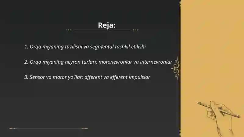 Orqa miya fiziologiyasi 2