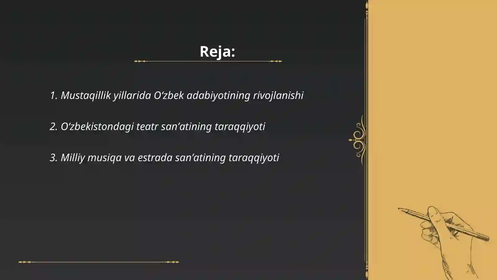 Mustaqillik yillarida O'zbekistondagi ma'naviy va madaniy taraqqiyot 2